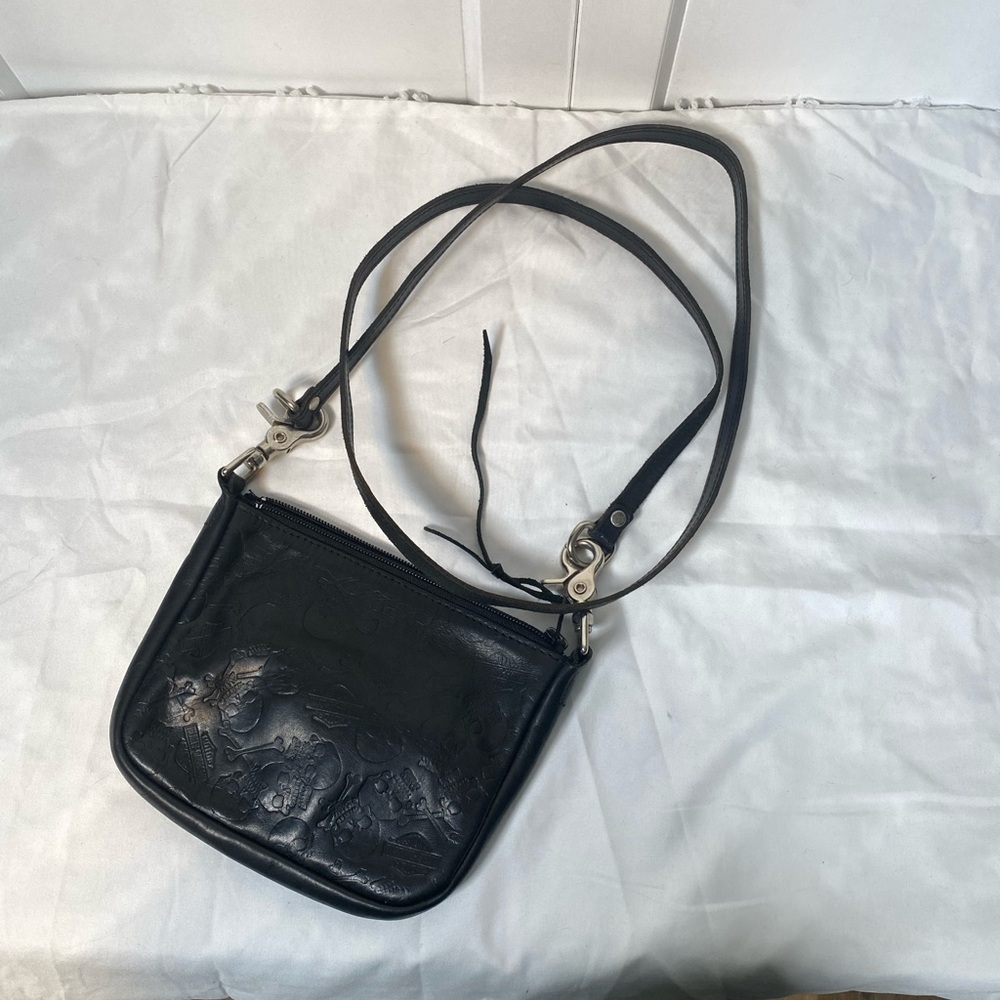 Harley Davidson Black Skull embossed  Hip or cross body bag